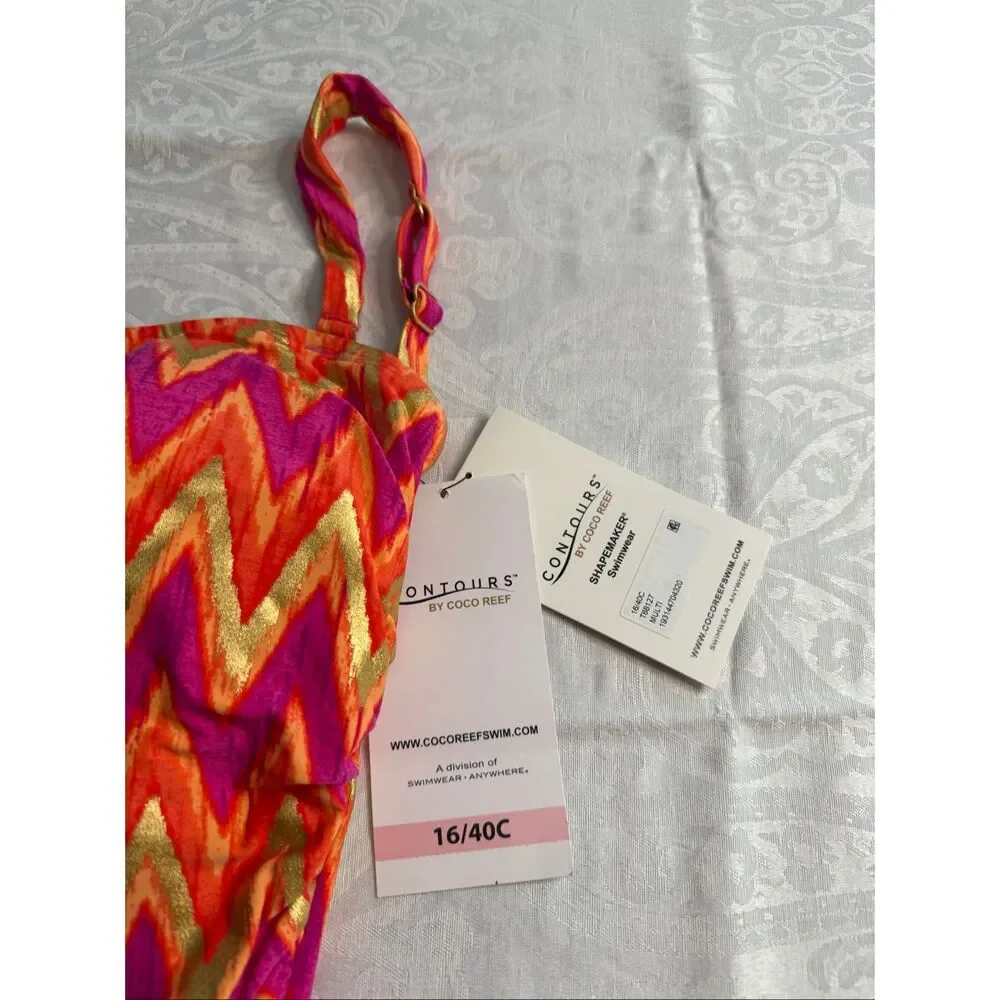NWT Contours By Coco Reef Shapemaker Swimwear One Piece Swimsuit Size 16/40C - Picture 2 of 5